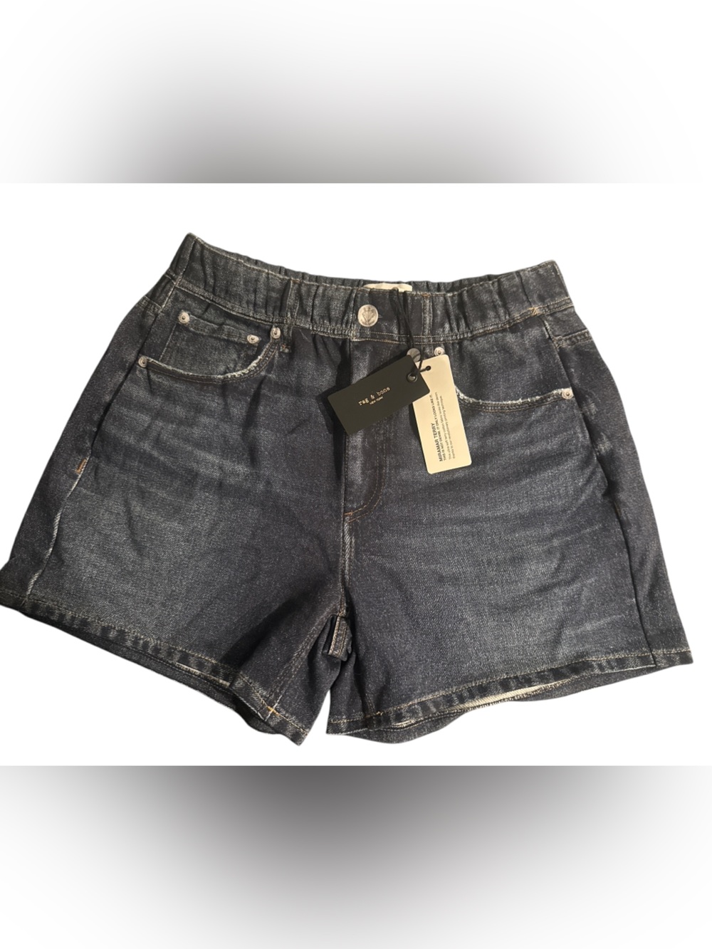 Women's Dark Blue Miramar Rag and Bone Terry Shorts - Elastic Waist NWT